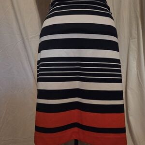 Michael Kors Black and Red Striped Pencil Skirt